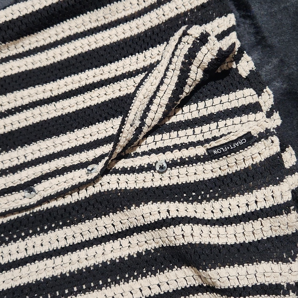 Craft Kids Black and White Striped Button Down Shirt - Picture 3 of 6